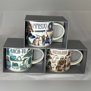 Disney Star Wars Starbucks Naboo, Ahch-To, Nevarro Mugs Set of 3 NWT